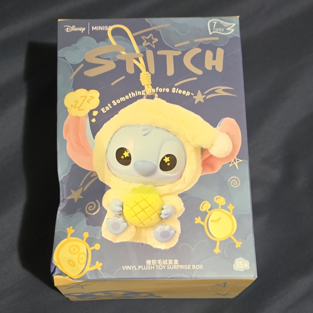New  Miniso Disney Stitch Eat Something Before Sleep Vinal Plush Surprise Box